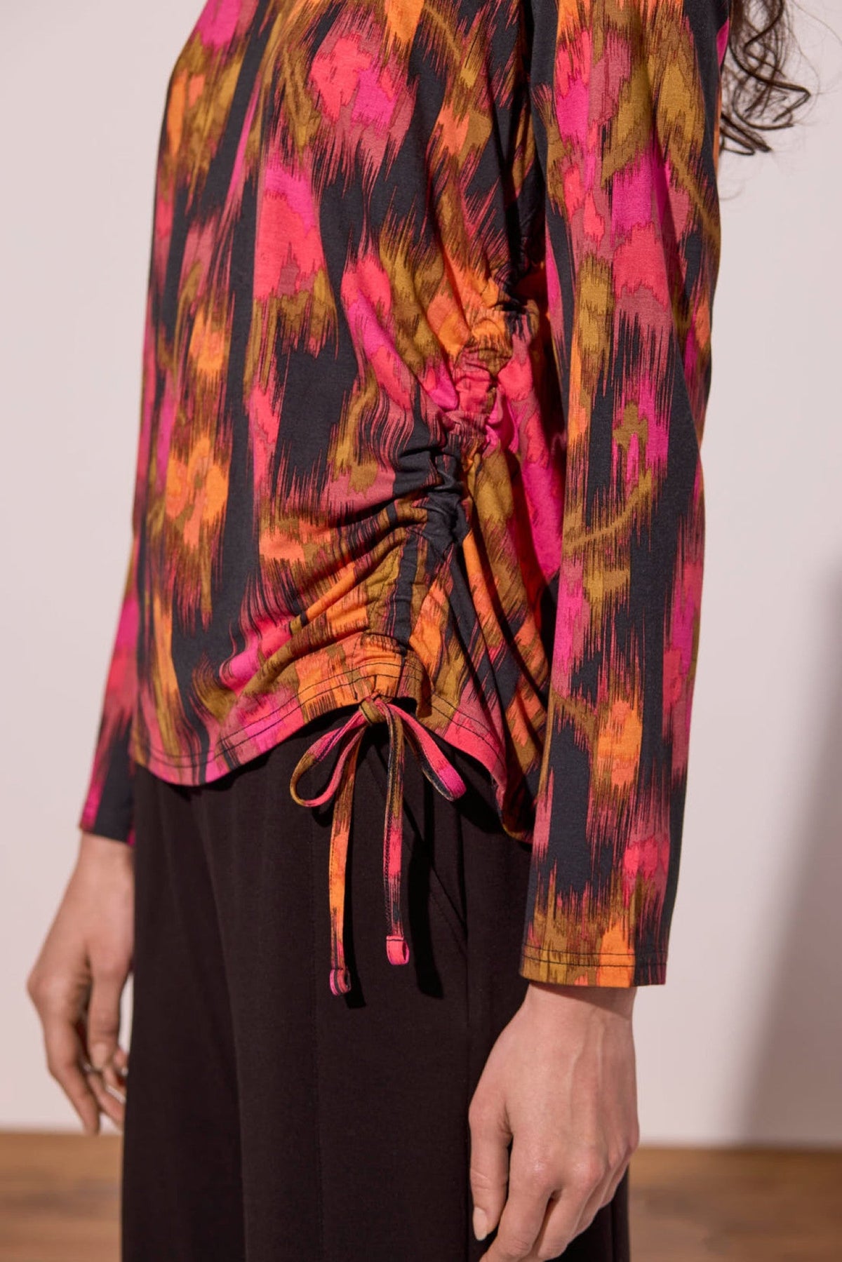 Tribal Cedar Pink Multicolour Abstract Ruched Top 3168O-3457