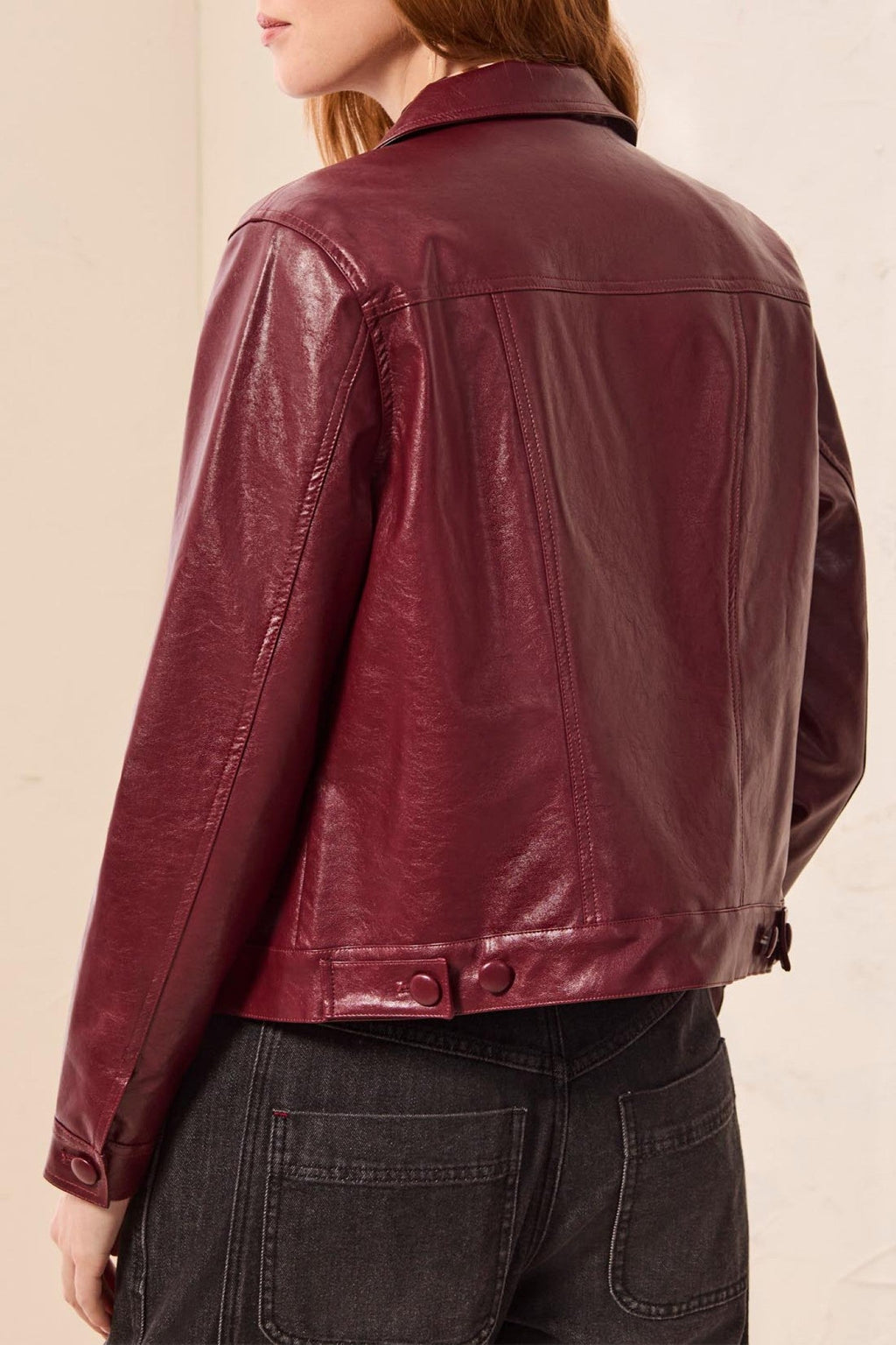 Tribal Cherry Lacquer Red Faux Leather Jacket 5921O-5604