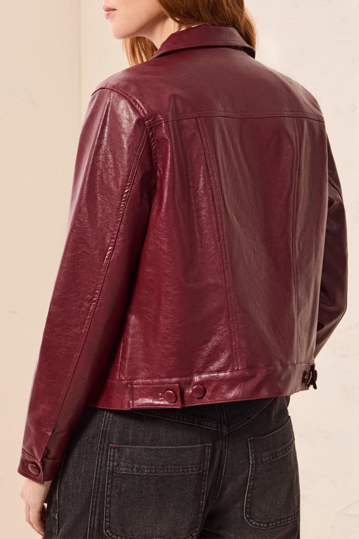 Tribal Cherry Lacquer Red Faux Leather Jacket 5921O-5604