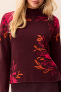 Tribal Fudge Red Filagree Funnel Neck Jumper 3227O-8012