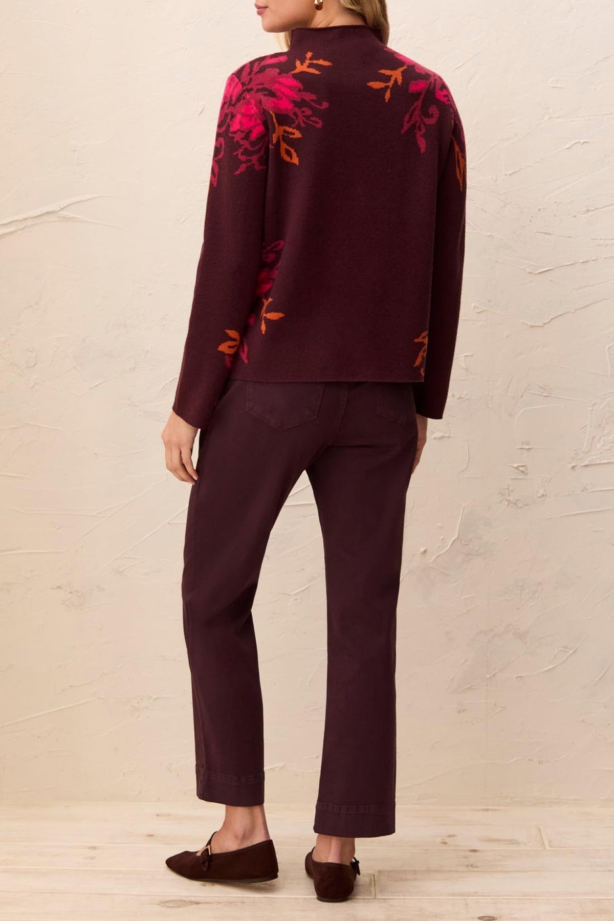 Tribal Fudge Red Filagree Funnel Neck Jumper 3227O-8012