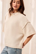 Tribal Heather Cream White Crew Neck Jumper 6278O-5774
