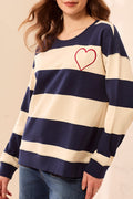 Tribal Jet Blue Navy Combo Stripe Crew Neck Jumper 3275O-8509
