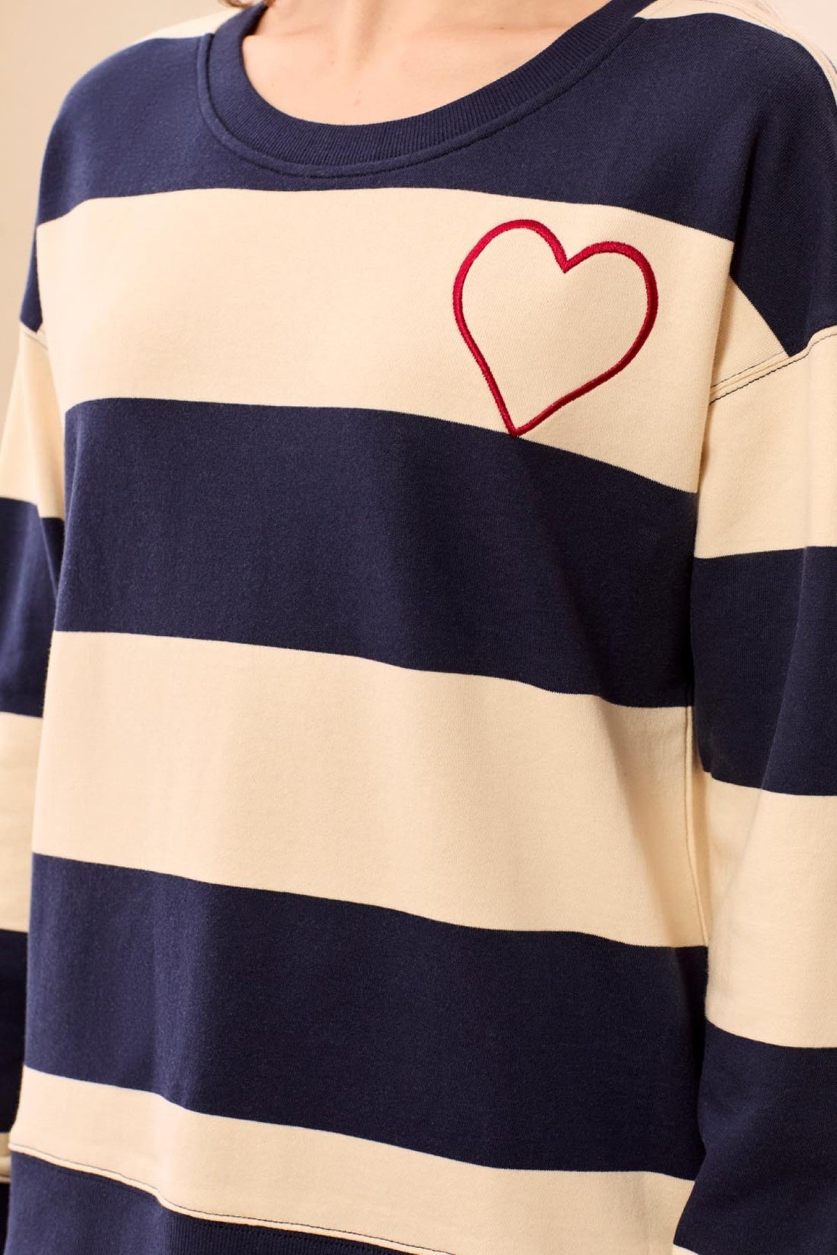 Tribal Jet Blue Navy Combo Stripe Crew Neck Jumper 3275O-8509
