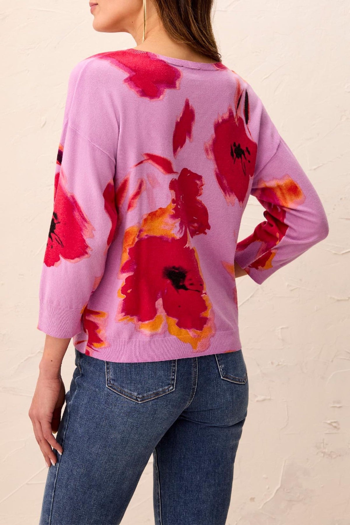 Tribal Lilac Pansy Purple Soft Yarn Crew Neck Jumper 2175O-8169