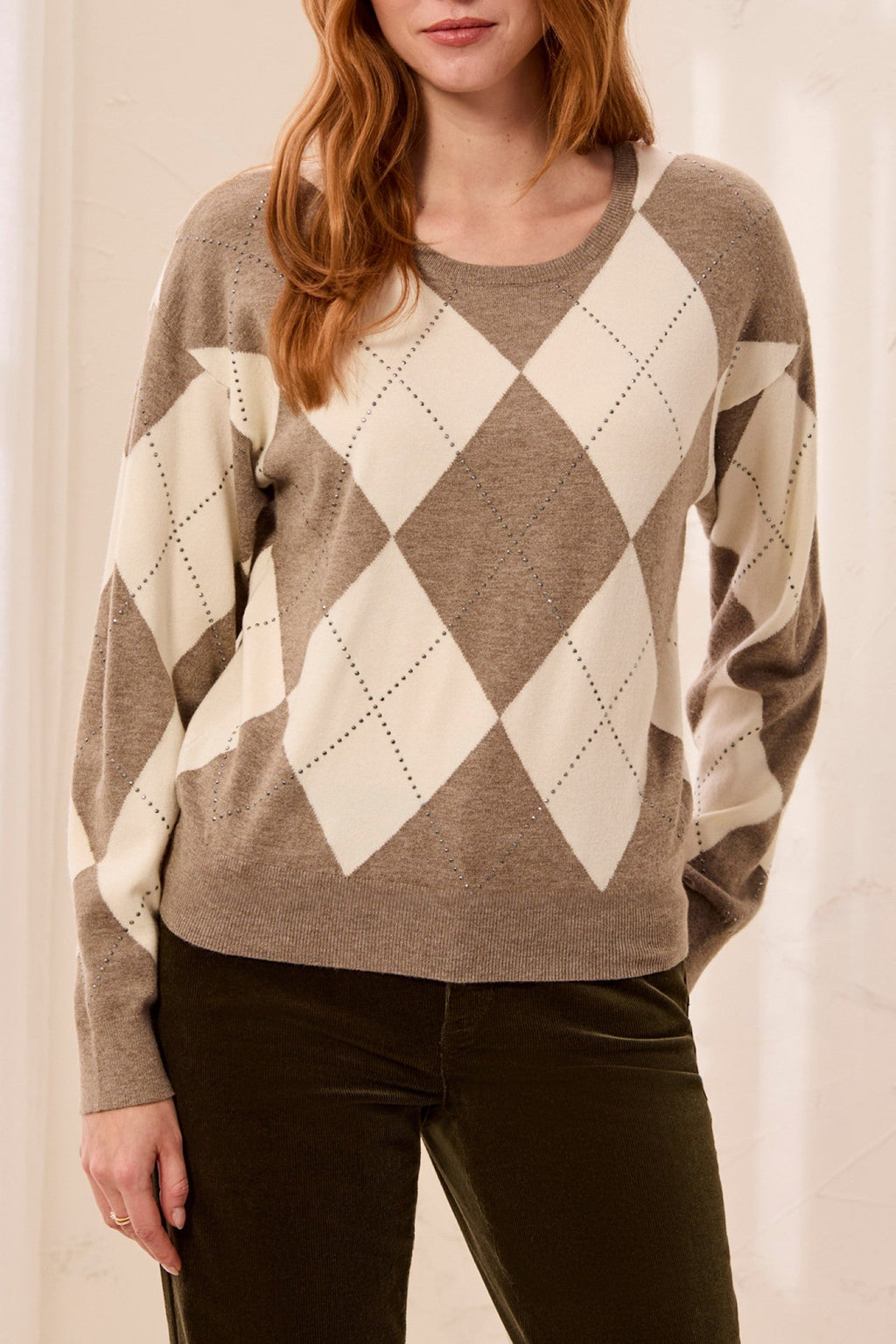 Tribal Oatmeal Beige Crew Neck Jumper 3251O-8550