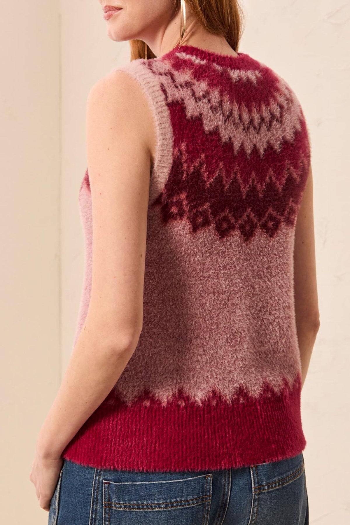Tribal Pink Frost Crew Neck Knit Top 6340O-5090