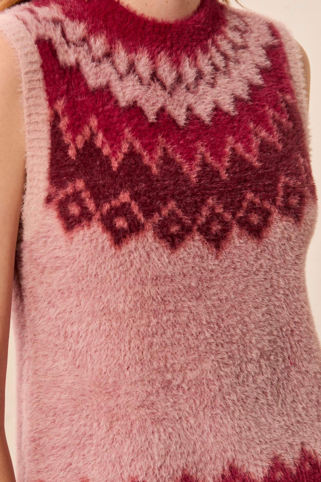 Tribal Pink Frost Crew Neck Knit Top 6340O-5090