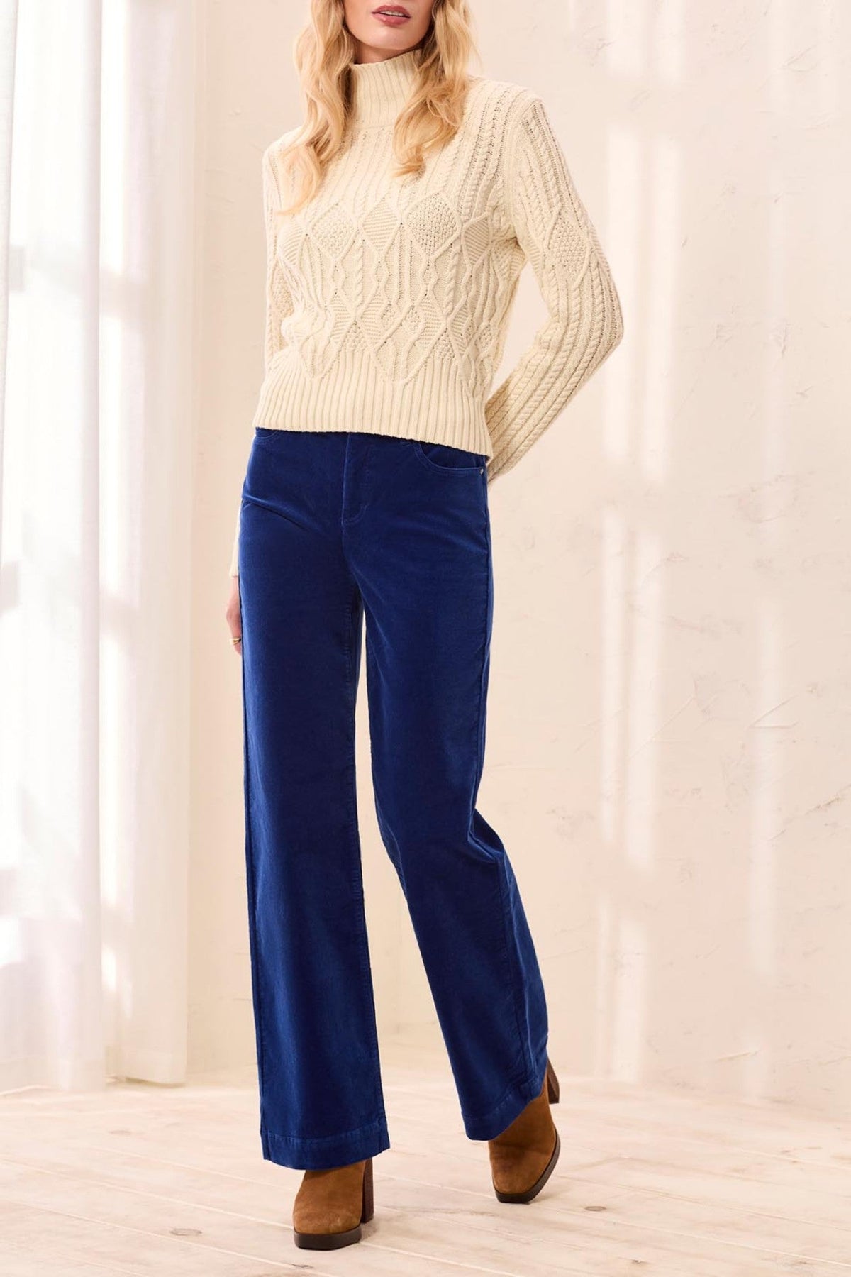 Tribal Stellar Cobalt Blue Wide Leg Cord Trousers 3167O-3779